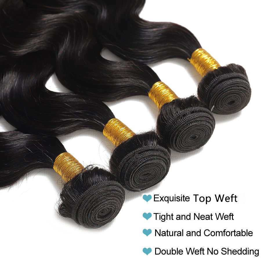 Brazilian Body Wave Hair Bundles.12A Unprocessed Raw Natural Color 100% Virgin Human Hair Weave by estyperfect glowy